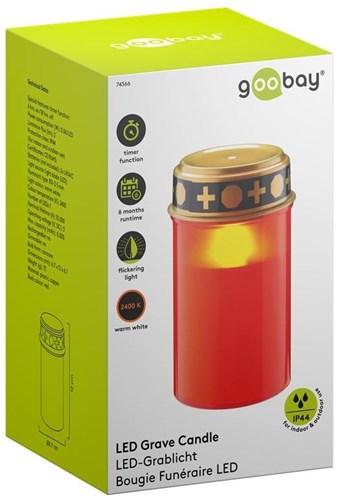 Load image into Gallery viewer, Enzo led rouwlicht | 12cm met timer | rood (excl. 2xc batterij) | herinneringslicht | graflicht | rouwlicht - 5099410
