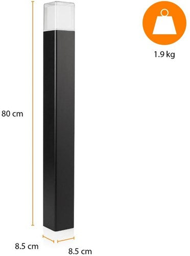 Enzo paallamp | zwart | 80cm | vierkant | 12w led | ip44 3000k | smartwares ool-50018 - a5019000