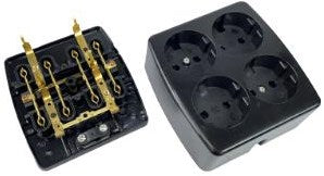 Enzo tafelcontactdoos ra 4v vierkant zwart pq 6871920