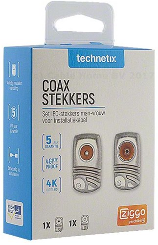 Afbeelding laden in galerijviewer, Enzo technetics set 2 stuks coaxpluggen haaks metaal 4g - 2074010
