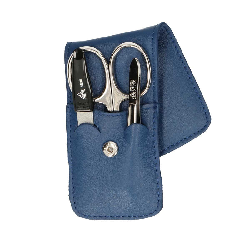 Load image into Gallery viewer, Erbe solingen 3-delige manicure etui met drukknoopsluiting donkerblauw (erbe9071)
