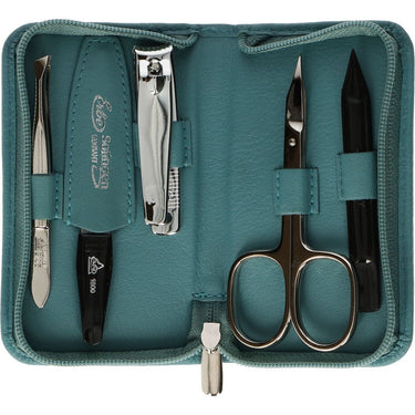 Erbe solingen 5-delige manicure etui met ritssluiting turquoise (erbe9204)