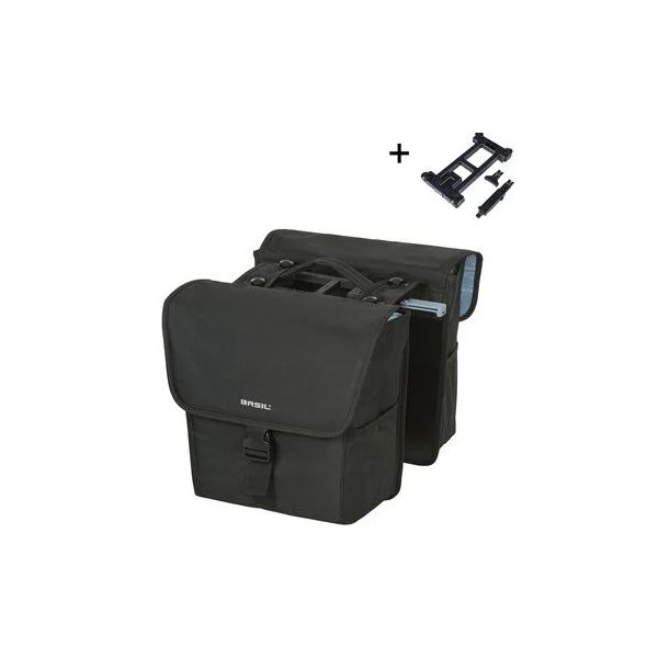 Load image into Gallery viewer, Basil dubbele fietstas go mik 32 liter - zwart
