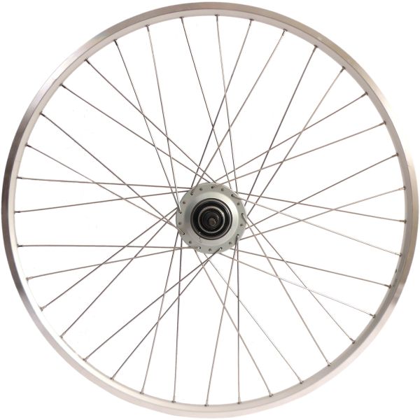 Load image into Gallery viewer, Shimano achterwiel 28 inch nexus 8 naaf (zilver) - zac19 velg (zilver) met rvs spaken - voor schijfrem
