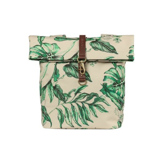 Basil Ever-Green dubbele fietstas, gerecycled PET, waterkerende vouwsluiting, unisex, fiets, sandshell beige