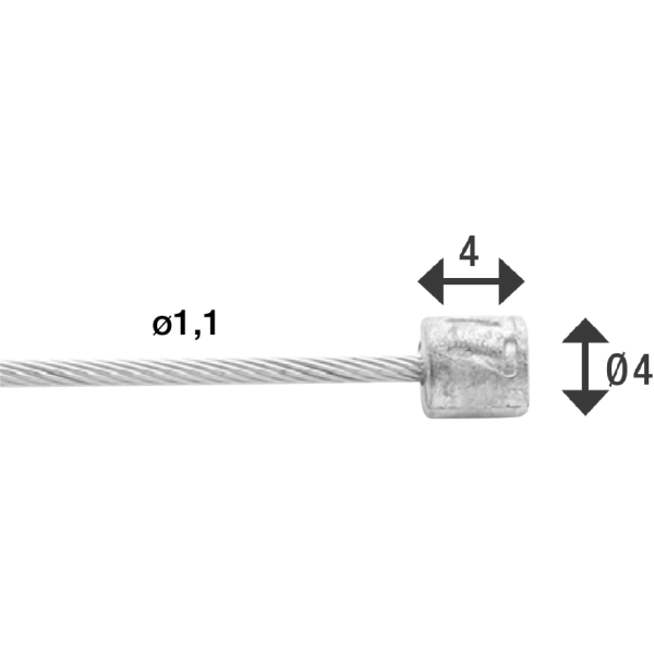 Load image into Gallery viewer, Elvedes schakel binnenkabel 2250 mm 7 x 7 draads rvs ø1,1mm met n-nippel ø4 x 4mm (doos à 100 stuks) - zilver
