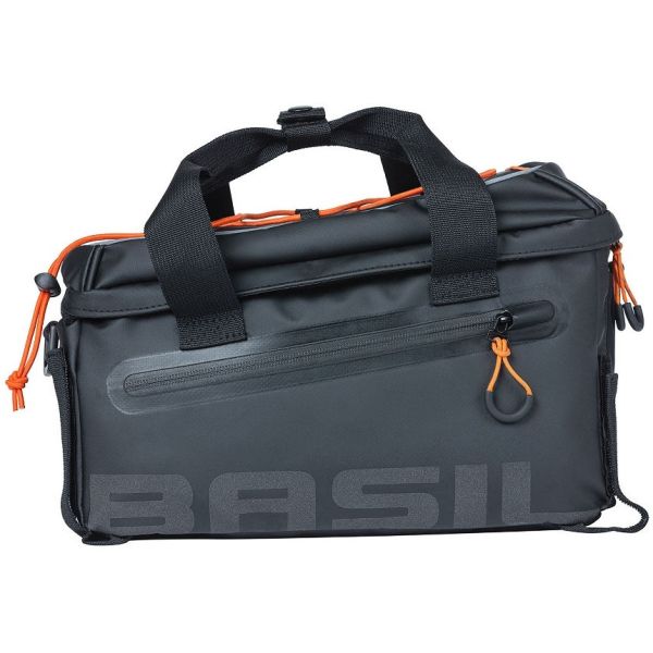 Load image into Gallery viewer, Basil Miles Bagagedragertas - sportieve fietstas voor heren en dames - zwart oranje - waterdicht - 7 liter
