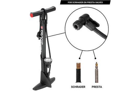 Trivio - breeze fietspomp met drukmeter - dubbel ventiel zowel presta als schrader. type storm
