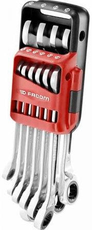 Facom anti-slip ringsteekratelsleutelset in houder