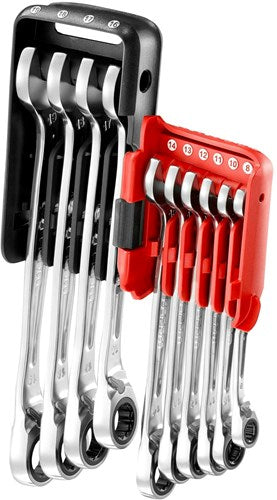 Facom set 10 snelle anti slip steekringratelsleutels, metrisch, in houder - 467br.jp10pb