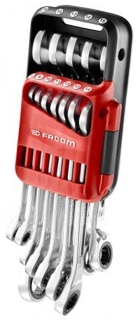 Facom set 12 anti-slip steekringratelsleutels, in houder - 467b.jp12pb