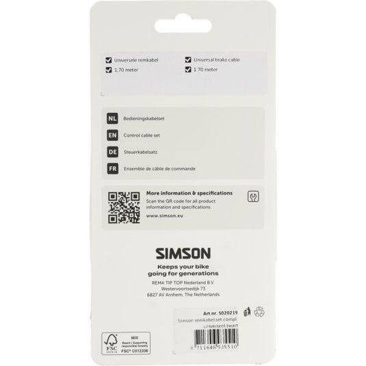 Rema tip top nederland b.v. simson remkabelset compleet universeel zwart