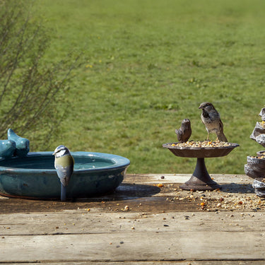 Esschert design vogelbad keramiek rond petrol