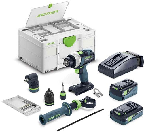 Festool accu-schroefboormachine tdc 18 4 5,0 4,0 i-set quadrive (1x 5.0ah accu 1x 4.0ah accu + lader) - 577612