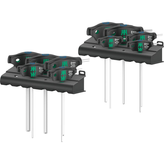 Wera 454 10 hf set imperial 1 stiftsleutelset t-greep hex-plus (zwart groen, met vasthoudfunctie, duims, 10-delig)