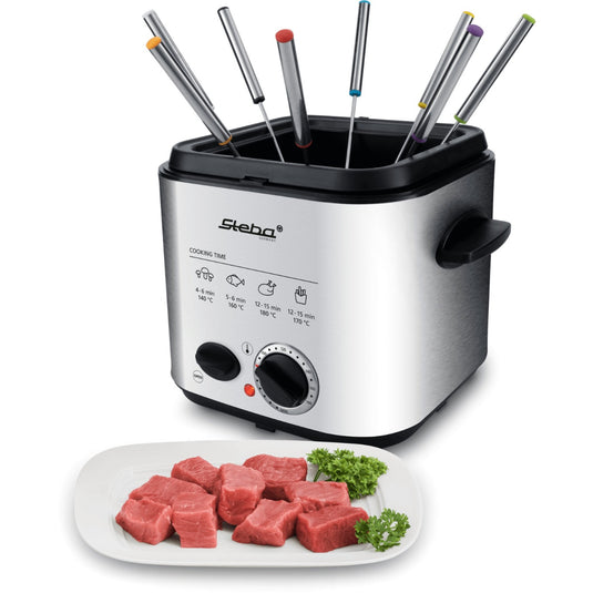 Steba df95f - minifriteuse fondue frituurpan (roestvrij staal zwart, 1,25 liter)