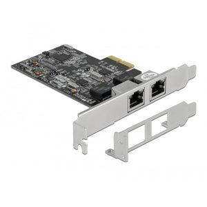 Delock pci express x2 card naar 2x rj45 2,5 gigabit lan rtl8125 netwerkadapter