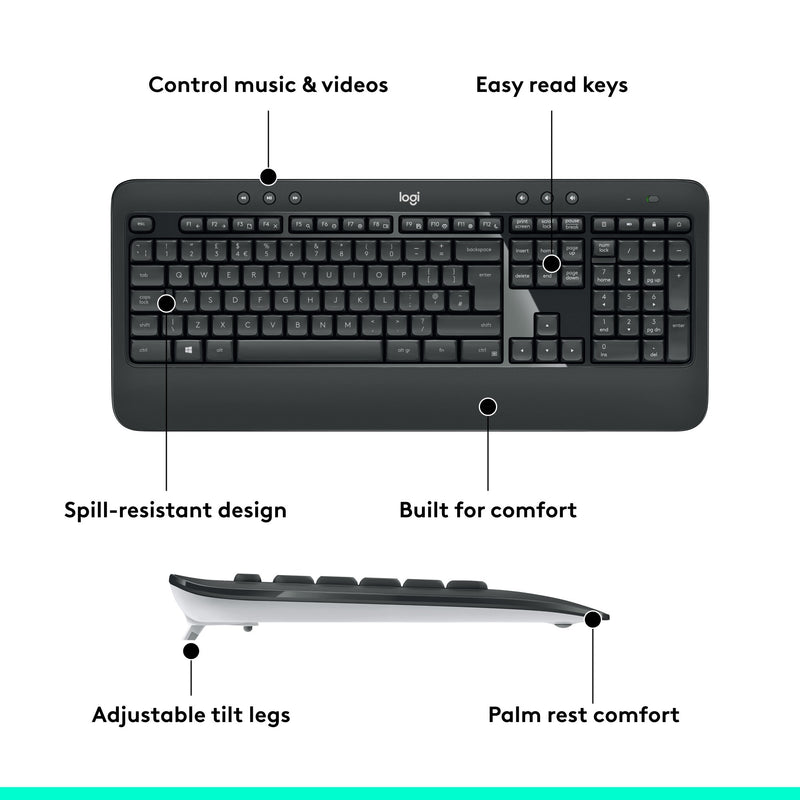 Load image into Gallery viewer, Logitech mk540 advanced draadloze desktopset (donkergrijs, eu lay-out (qwerty), 1000 dpi)
