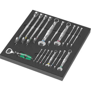 Wera 9731 schuimrubberen inzetstuk met 6003 joker set 1, 19‑delig gereedschapsset (zwart grijs, combinatie ratelsleutelset, in schuimrubberen inzet voor werkplaatswagen)