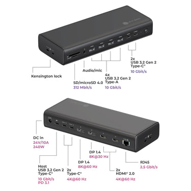 Icy box ib-dk7401-cu31 17-in-1 dockingstation (zwart)