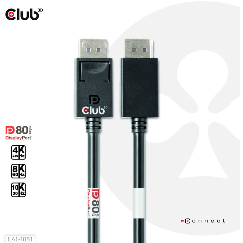 Load image into Gallery viewer, Club 3d gecertificeerde displayport 2.1 kabel (zwart, 1,2 meter, 8k)
