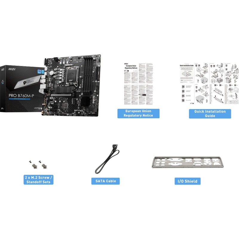 Load image into Gallery viewer, Msi pro b760m-p socket 1700 moederbord (zwart, raid, gb-lan, sound, µatx)
