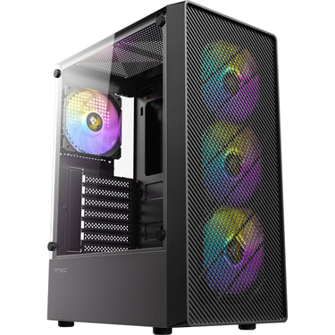 Antec ax26 rgb elite midi tower behuizing (zwart | 3x usb-a | tempered glass)