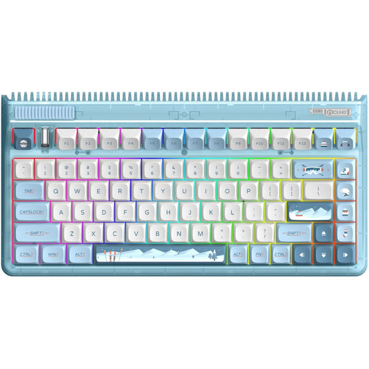 Iqunix og80 wintertide wireless mechanical keyboard, gaming toetsenbord (lichtblauw, us lay-out, iqunix moonstone turbo, rgb leds, 80% (tkl), hot-swappable, pbt, 2.4ghz | bluetooth 5.1 | usb-c)