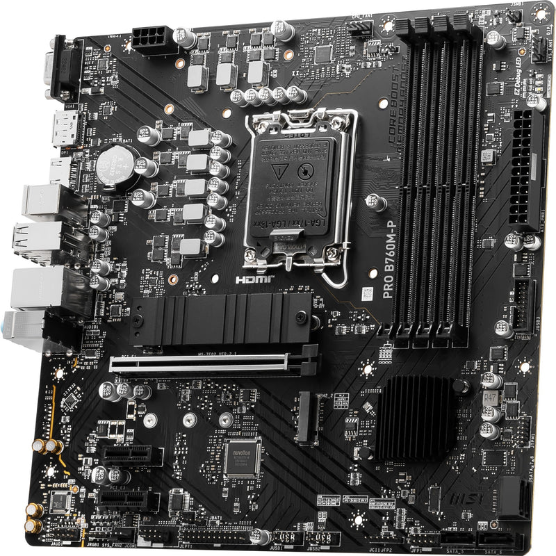 Load image into Gallery viewer, Msi pro b760m-p socket 1700 moederbord (zwart, raid, gb-lan, sound, µatx)

