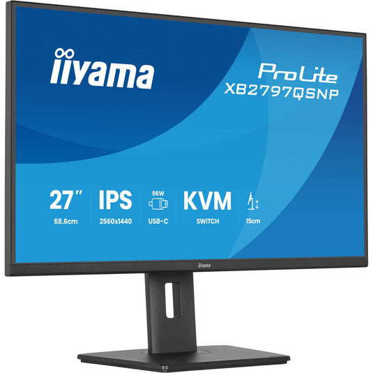 Iiyama prolite xb2797qsnp-b1 27 monitor (zwart, 75 hz, hdmi, displayport, usb-c, lan, audio)