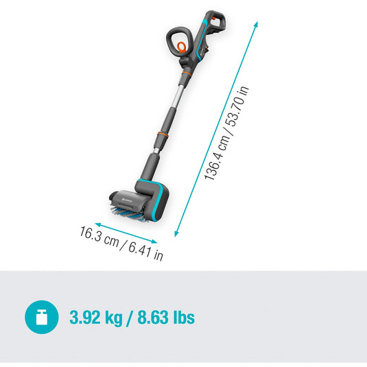 Gardena aquabrush patio 18v p4a solo accu multi-reiniger vloerreiniger (grijs turquoise, 14841-55, accu en lader niet inbegrepen, power for all alliance)