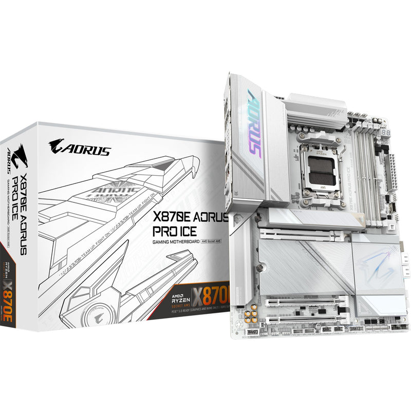 Load image into Gallery viewer, Gigabyte x870e aorus pro ice socket am5 moederbord (zilver wit, raid, 2.5gb-lan, wi-fi 7, bt, sound, atx)
