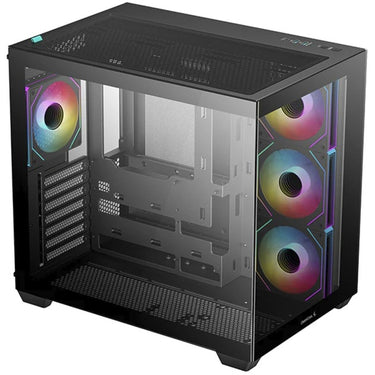 Deepcool cg530 4f midi tower behuizing (zwart | 2x usb-a | 1x usb-c | rgb | tempered glass)