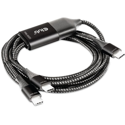 Club 3d usb-c naar 2x usb-c splitterkabel (zwart, 1,83 meter, max. 100 w)