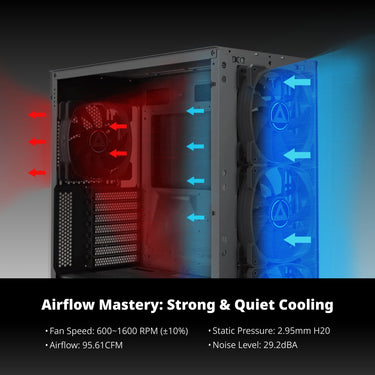 Montech hp140 argb pwm case fan (zwart, 140 x 140 x 25 mm)