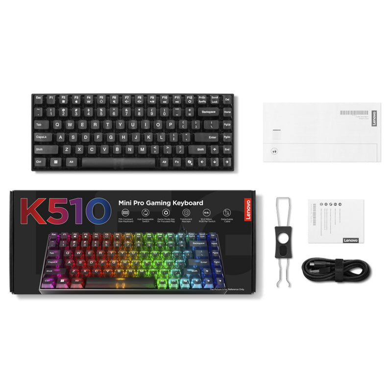 Load image into Gallery viewer, Lenovo legion k510 mini pro rgb mechanisch gaming toetsenbord (zwart, us lay-out (qwerty), 75%, brown switch, hot swap, usb)
