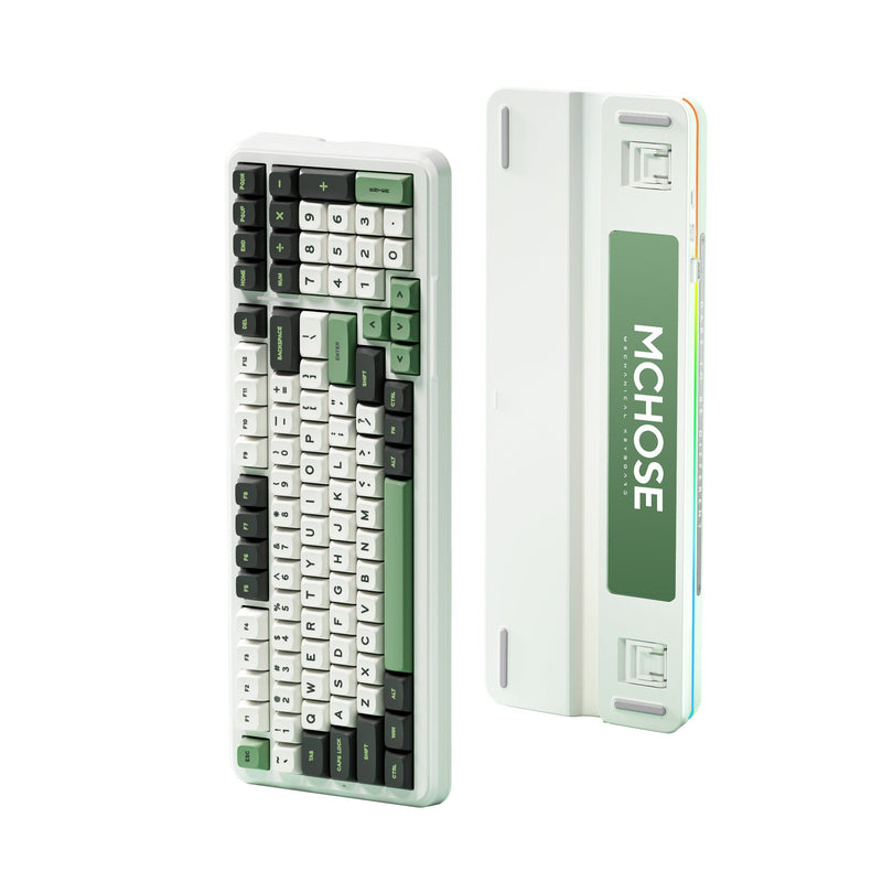Afbeelding laden in galerijviewer, Mchose k99 emerald green hyacinth wireless gasket mount mechanical rgb toetsenbord (wit, us lay-out (qwerty), ktt hyacinth, rgb, hot swap, double-shot pbt, draadloos | bluetooth | usb-c)
