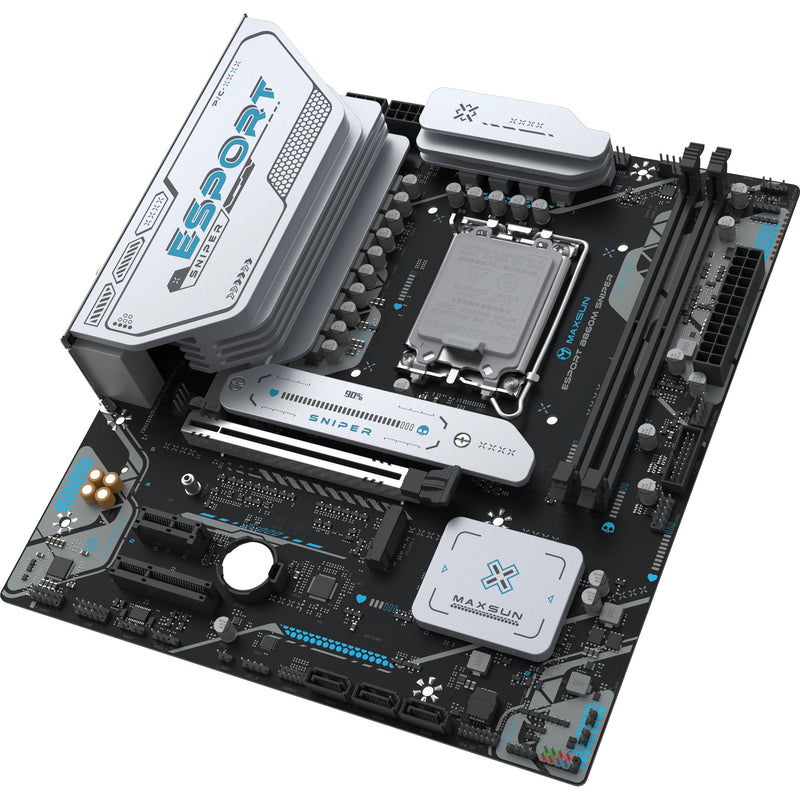Afbeelding laden in galerijviewer, Maxsun ms-esport b860m sniper wifi socket 1851 moederbord (zwart, raid, 2.5 gb-lan, wlan, bt, sound, µatx)
