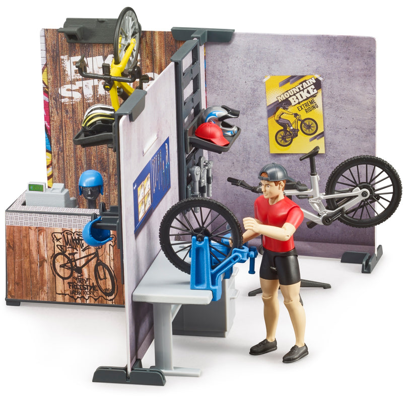 Load image into Gallery viewer, Bruder bworld fietsenwinkel speelfiguur (63120)
