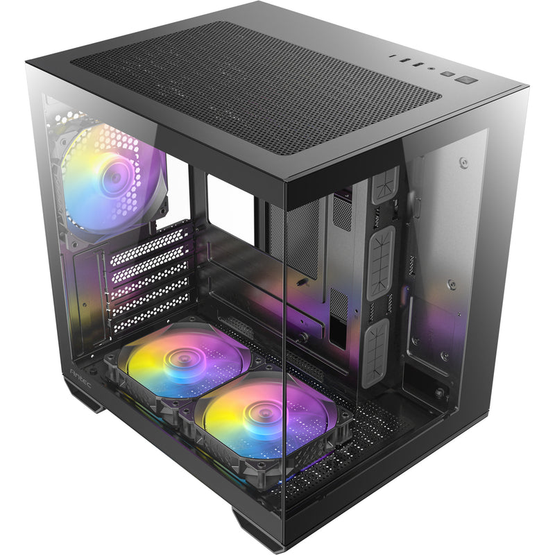 Load image into Gallery viewer, Antec cx60m argb mini tower behuizing (zwart | 3x usb-a | rgb | tempered glass)
