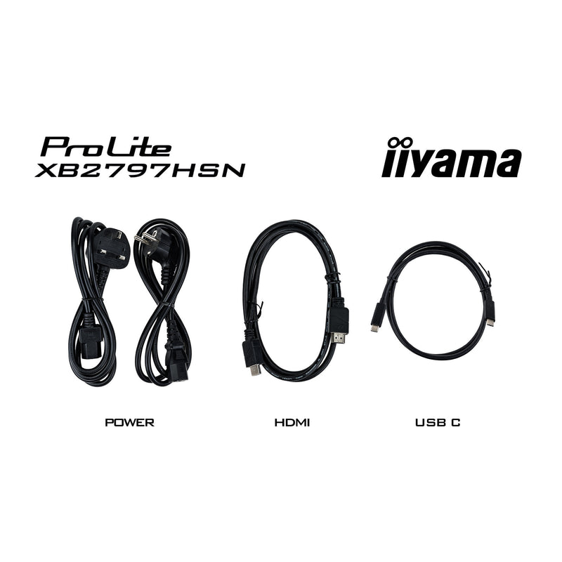 Load image into Gallery viewer, Iiyama prolite xb2797hsn-b1 27 monitor (zwart, 100 hz, hdmi, displayport, usb-c, lan, audio)
