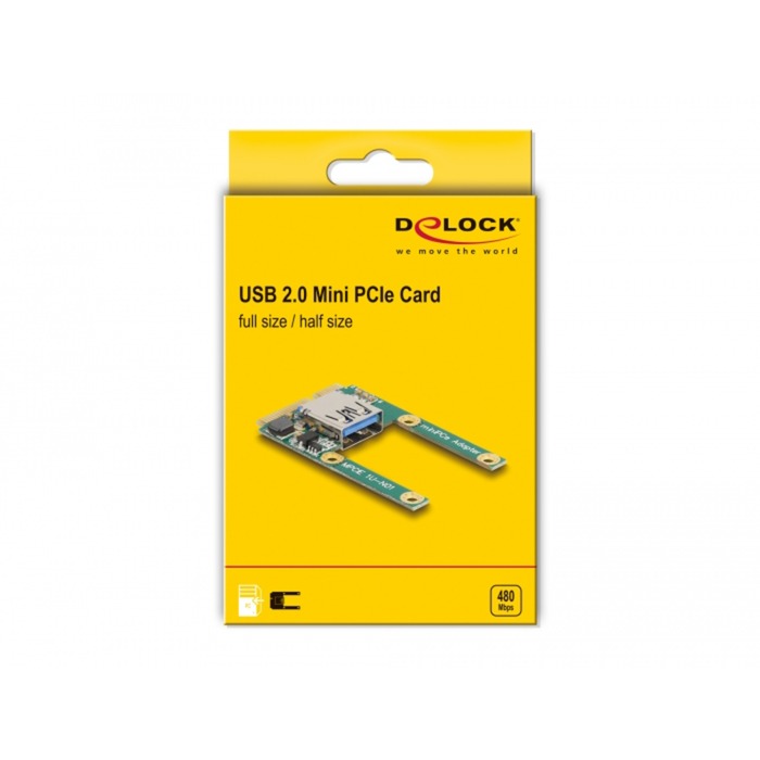 Load image into Gallery viewer, Delock mini pcie i o 1 x usb 2.0 type-a female full size half size controller
