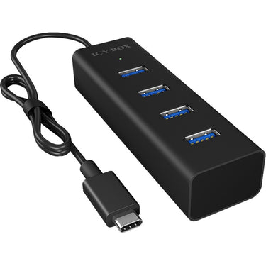 Icy box ib-hub1409-c3 usb-hub (zwart, 4x usb-a 3.2 (5 gbit s), 1x usb-c 3.2 (5 gbit s))
