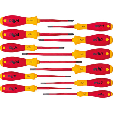 Wiha schroevendraaierset softfinish electric slimfix (rood geel, 12-delig)