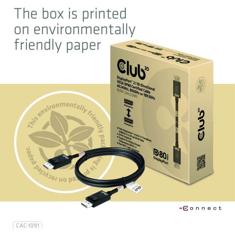 Load image into Gallery viewer, Club 3d gecertificeerde displayport 2.1 kabel (zwart, 1,2 meter, 8k)
