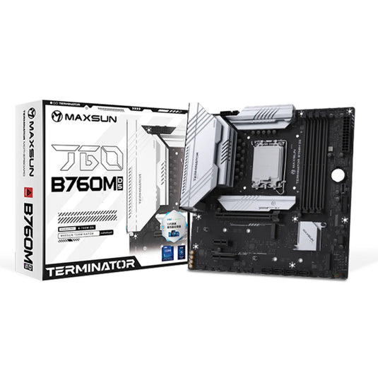 Maxsun ms-terminator b760m d5 wifi 6e socket 1700 moederbord (zwart, raid, 2.5 gb-lan, wlan, bt, sound, µatx)