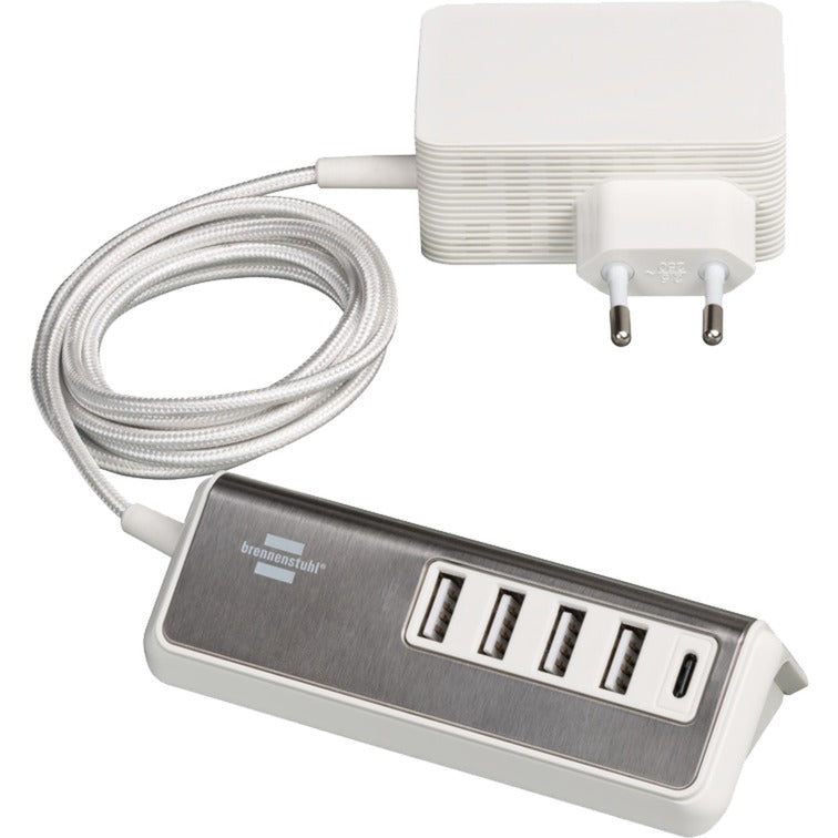 Load image into Gallery viewer, Brennenstuhl estilo meervoudige usb-lader (wit roestvrij staal)

