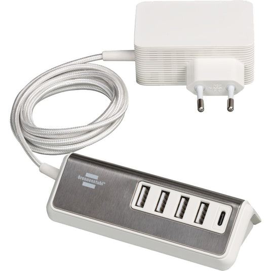 Brennenstuhl estilo meervoudige usb-lader (wit roestvrij staal)