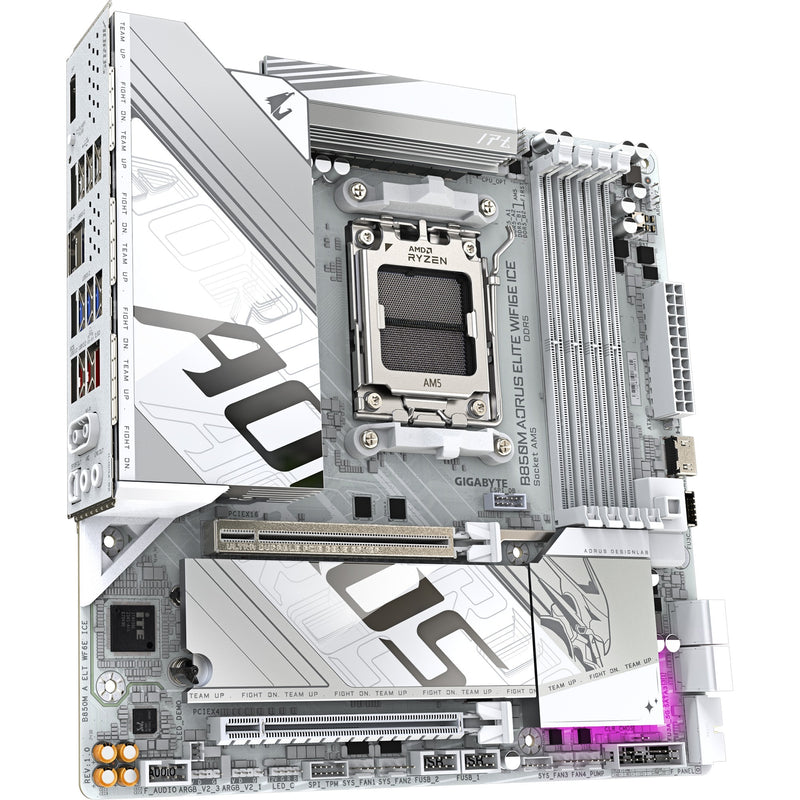 Load image into Gallery viewer, Gigabyte b850m aorus elite wifi6e ice socket am5 moederbord (zilver wit, raid, 2,5gb-lan, wi-fi 6e, bt, sound, µatx)
