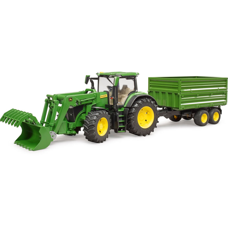 Load image into Gallery viewer, Bruder john deere 7r 350 met frontlader en transportaanhanger modelvoertuig (03155)
